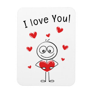 Ich liebe dich Stockfigur Süße Herzen Karte Magnet