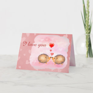 ICH LIEBE DICH süße rosa Kuss Igel Valentinstag Karte