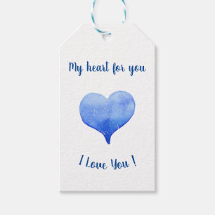 Ich liebe dich süßes blaues Herz Valentinstag   Geschenkanhänger