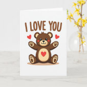 Ich liebe dich Teddybär Herz Karte (Gelbe Blume)