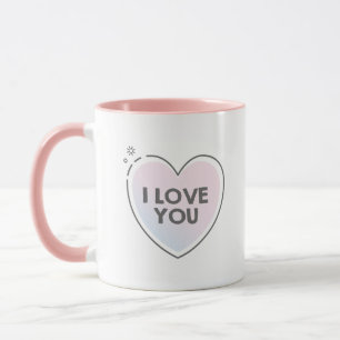 Ich liebe dich Text in süßem Herzen Tasse