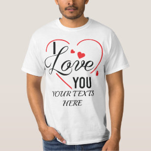 Ich liebe dich Text mit roter Herzform-Grafik für T-Shirt
