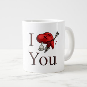Ich liebe dich tödlich verwundetes Herz mit Pfeil Jumbo-Tasse