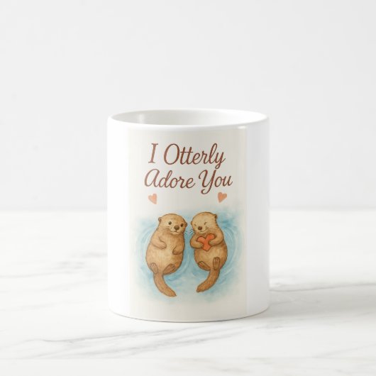 Ich liebe dich über alles – Süße Wasserfarbe-Otter Kaffeetasse (Mittel)