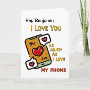 Ich liebe dich und mein Handy Spaß Spaßig Karte