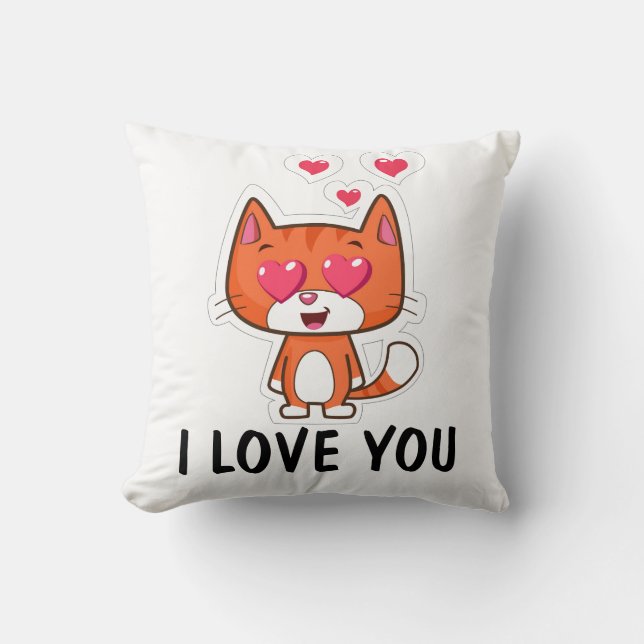 ICH LIEBE DICH, VALENTIE'S DAY CAT PILLOWS KISSEN (Vorderseite)