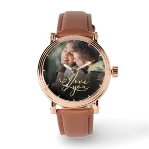Ich liebe dich Valentinstag moderne Foto-Kalligraf Armbanduhr