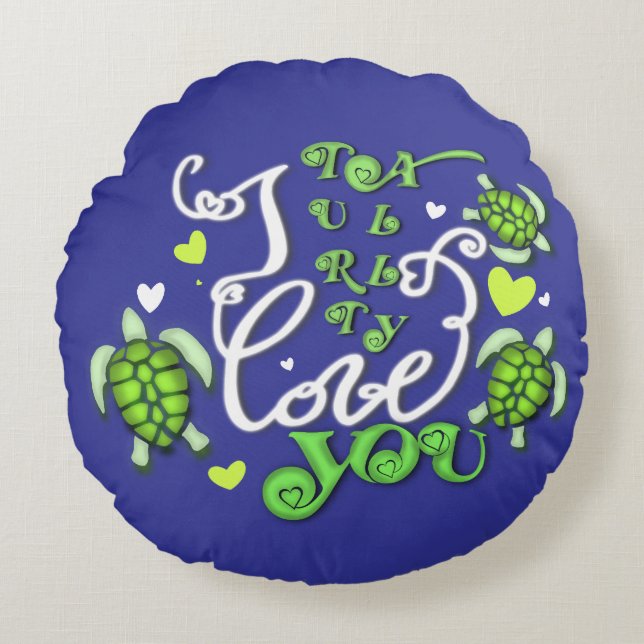 Ich Liebe dich - Valentinstag Rundes Kissen (Vorderseite)