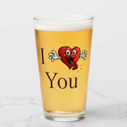Ich liebe dich verrücktes Herz Glas (Vorne (Gefüllt))