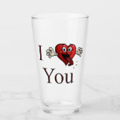 Ich liebe dich verrücktes Herz Glas (Vorderseite)