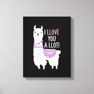 Ich liebe dich viel - Funny Llama Leinwanddruck