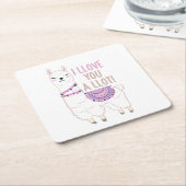 Ich liebe dich viel - Funny Llama Rechteckiger Pappuntersetzer (angewinkelt)