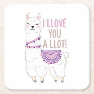 Ich liebe dich viel - Funny Llama Rechteckiger Pappuntersetzer