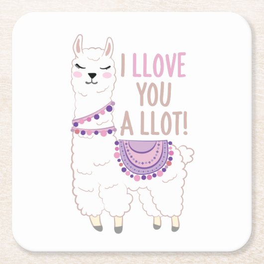 Ich liebe dich viel - Funny Llama Rechteckiger Pappuntersetzer (Vorderseite)