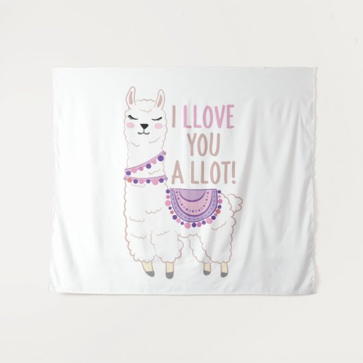 Ich liebe dich viel - Funny Llama Wandteppich (Vorderseite (Horizontal))