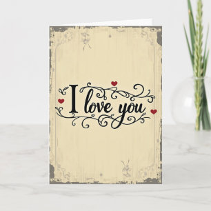 Ich liebe dich Vintage-Herzen Karte