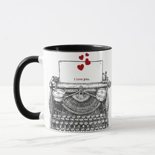 Ich Liebe dich | Vintage Schreibmaschinenmeldung Tasse (Links)