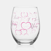 Ich Liebe dich, voller Herzen Weinglas Ohne Stiel (Vorderseite)