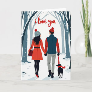 Ich liebe dich Winter-Paar-Hund-Karte Karte
