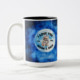 Ich Liebe dich zum Mond und Rücken Bulldoggen Zweifarbige Tasse