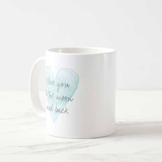 Ich Liebe dich zum Mond und zum Hinterwasserherz Kaffeetasse (Vorderseite Links)