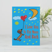 Ich Liebe dich zum Mond und zurück Dankeskarte (Stehend Vorderseite)