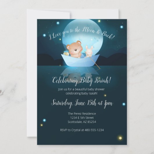 Ich Liebe dich zum Mond und zurück Einladung (Vorderseite)