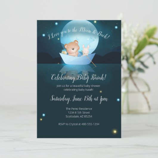 Ich Liebe dich zum Mond und zurück Einladung (Stehend Vorderseite)