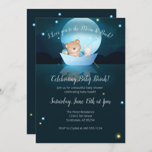 Ich Liebe dich zum Mond und zurück Einladung (Vorne/Hinten)