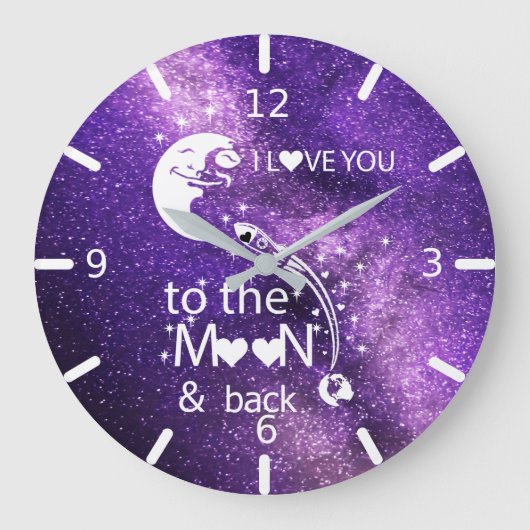 Ich Liebe dich zum Mond und zurück Große Wanduhr (Vorderseite)