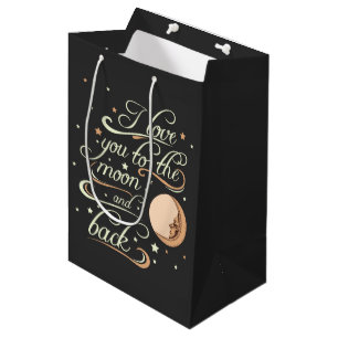 Ich Liebe dich zum Mond und zurück ins Schwarze Mittlere Geschenktüte