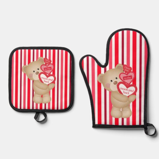 Ich Liebe dich zum Mond und zurück Ofenhandschuh & Topflappen-Set (Vorderseite)