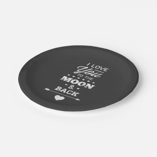 Ich Liebe dich zum Mond und zurück Pappteller (Schrägansicht)