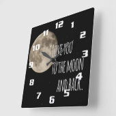 Ich Liebe dich zum Mond und zurück Quadratische Wanduhr (Winkel)