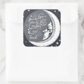 Ich Liebe dich zum Mond und zurück Quadratischer Aufkleber (Tasche)