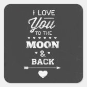 Ich Liebe dich zum Mond und zurück Quadratischer Aufkleber (Vorderseite)
