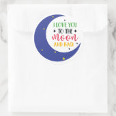 Ich Liebe dich zum Mond und zurück Runder Aufkleber (Tasche)