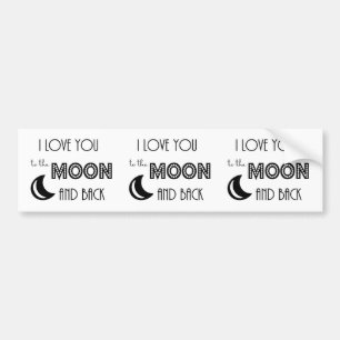 Ich Liebe dich zum Mond und zurück Schwarz-weiß Autoaufkleber