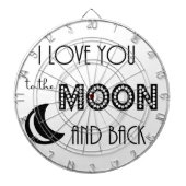 Ich Liebe dich zum Mond und zurück Schwarz-weiß Dartscheibe (vorne)