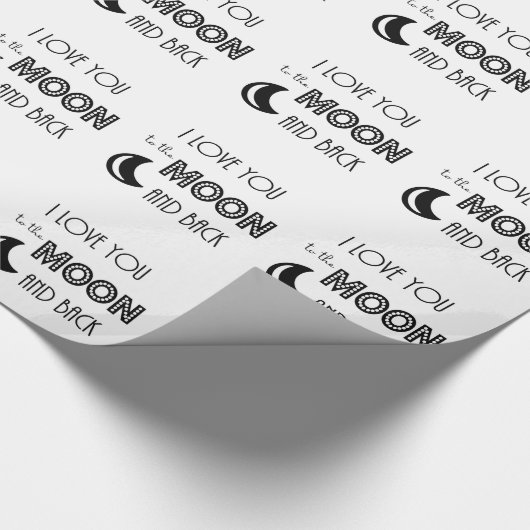 Ich Liebe dich zum Mond und zurück Schwarz-weiß Geschenkpapier (Ecke)