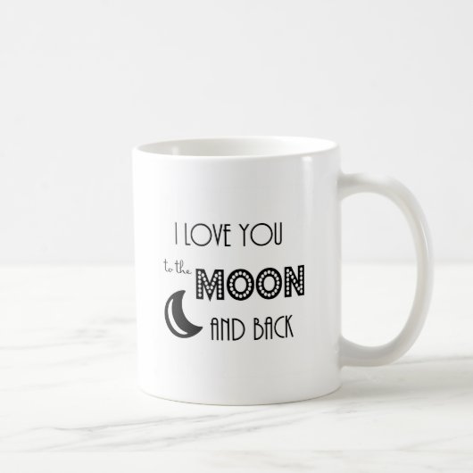 Ich Liebe dich zum Mond und zurück Schwarz-weiß Kaffeetasse (Rechts)