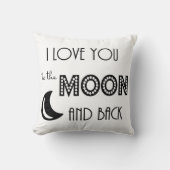 Ich Liebe dich zum Mond und zurück Schwarz-weiß Kissen (Vorderseite)