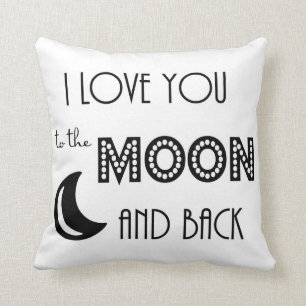 Ich Liebe dich zum Mond und zurück Schwarz-weiß Kissen