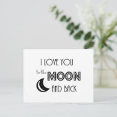 Ich Liebe dich zum Mond und zurück Schwarz-weiß Postkarte (Stehend Vorderseite)