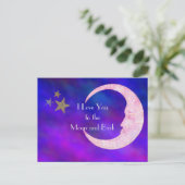 Ich Liebe dich zum Mond und zurück, zum rosa Bling Postkarte (Stehend Vorderseite)