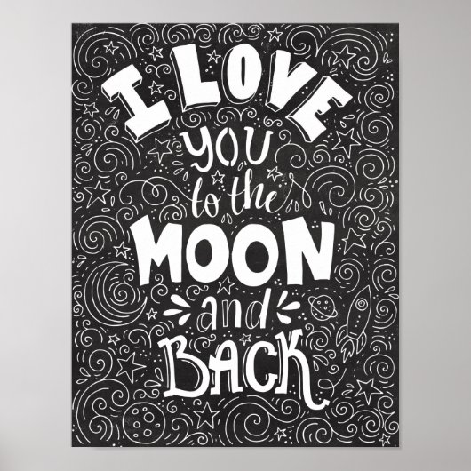 Ich Liebe dich zum Mond und zurück zur rustikalen Poster (Vorne)