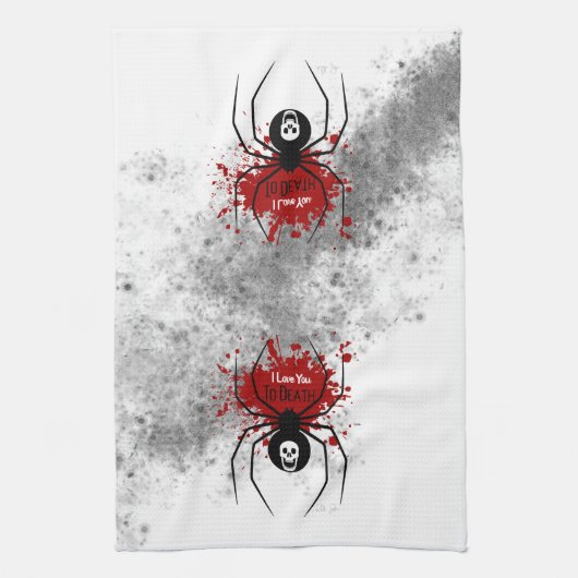 Ich Liebe dich zum Tode der Spinne Geschirrtuch (Vertikal)