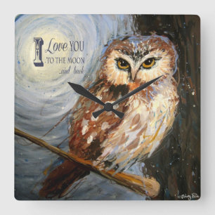 Ich Liebe dich zur Mond- und hinteren Wall-Uhr Quadratische Wanduhr