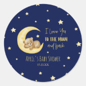 Ich Liebe dich zur Teeddy-Bärendusche Runder Aufkleber (Vorderseite)