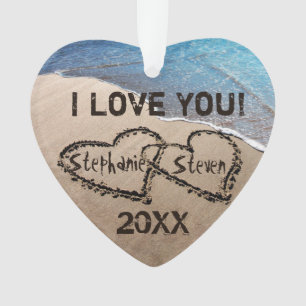 Ich Liebe dich! Zwei Herzen in Sand-Ornament Ornament
